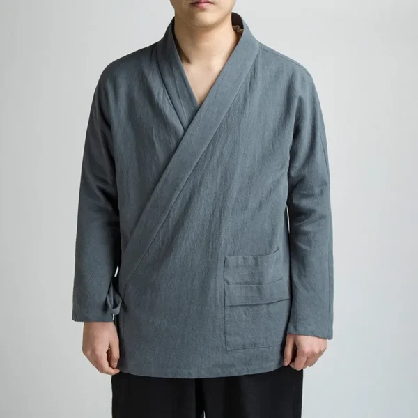 Traditional Cotton Linen Hanfu Jacket For Men’s Casual Cultural Wear - Image 6