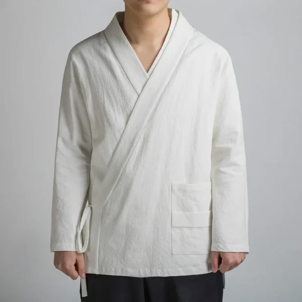 Traditional Cotton Linen Hanfu Jacket For Men’s Casual Cultural Wear - Image 4