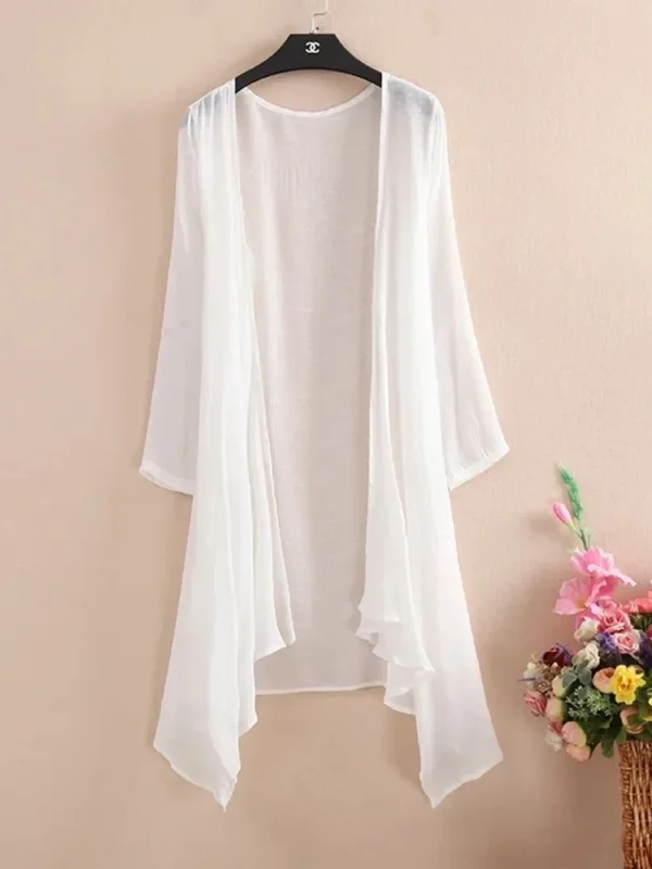Cotton Linen Oversized Sunscreen Shawl Coat Women Summer Outwear - Image 2