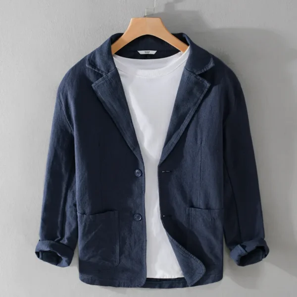 Spring Autumn Men's Linen Blazer Casual Business Thin Suit Jacket - Image 4