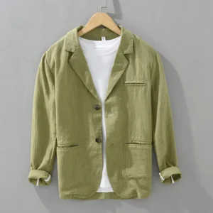 Vintage Japan Style Linen Cotton Blazer Casual Business Thin Coat