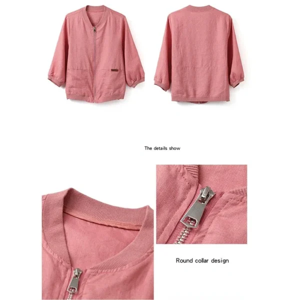 Women's Cotton Linen Thin Breathable Loose Summer Fashion Jacket - Image 5