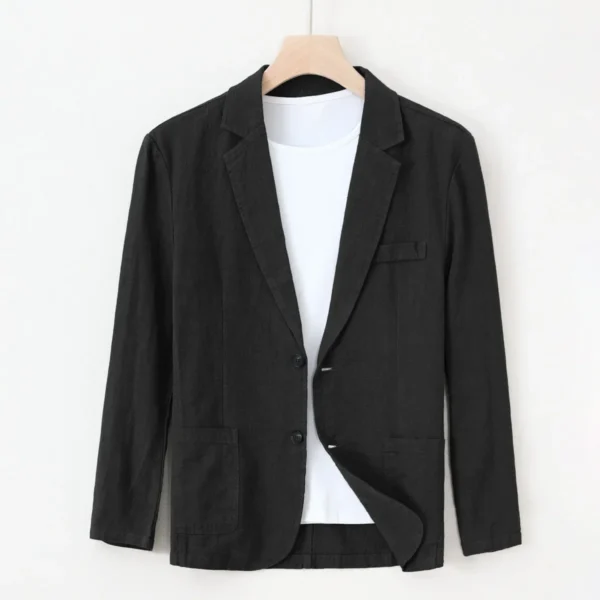 Linen Cotton Men's Blazer Lightweight Breathable Summer Business Suit Jacket - Image 3