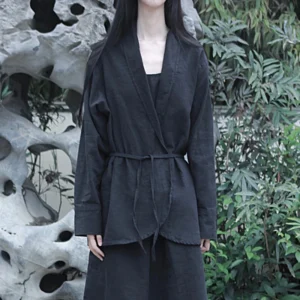 Women Casual Linen Jackets New Arrival – Vintage Turn-Down Collar Cardigan Coat