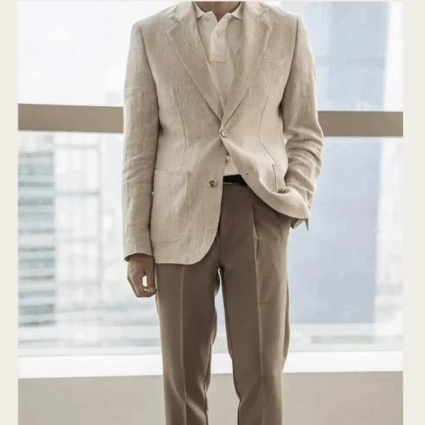Summer Linen Slim Suit Jacket Men’s Lightweight Breathable Casual Blazer - Image 2