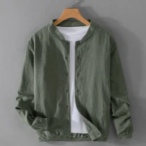 Men's Cotton Linen Jacket Casual Loose Travel Camping Outerwear