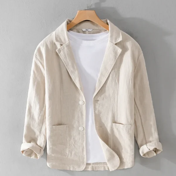 Spring Autumn Men's Linen Blazer Casual Business Thin Suit Jacket - Image 3