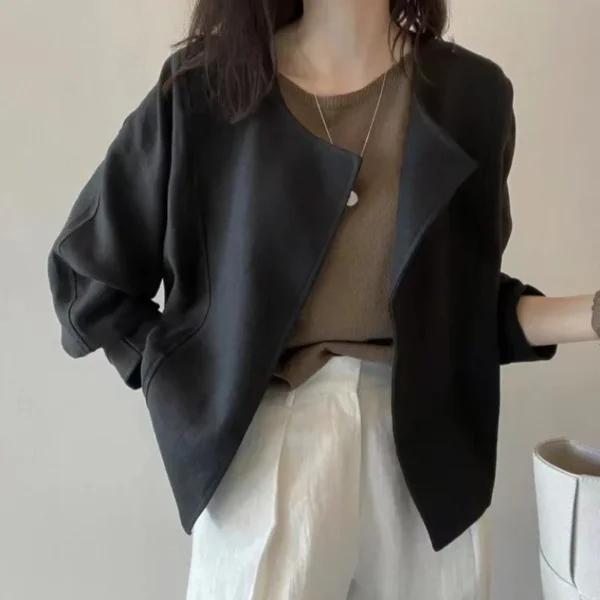 Chic Korean Cotton Linen Thin Short Jacket Summer Regular Fit Lightweight - Image 4