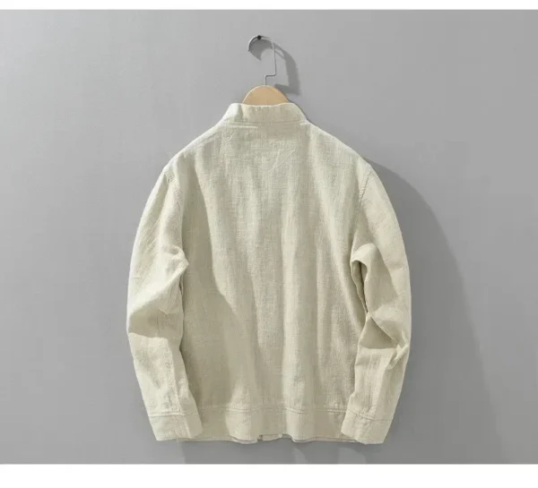 Vintage Men's Cotton Linen Jacket Breathable Spring Summer Coat - Image 4