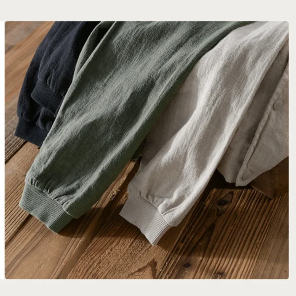 Men's Cotton Linen Jacket Casual Loose Travel Camping Outerwear - Image 4