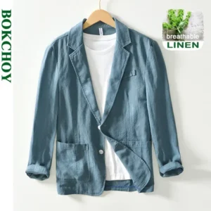 Spring Casual Linen Cotton Safari Blazer Oversize Men's Jacket