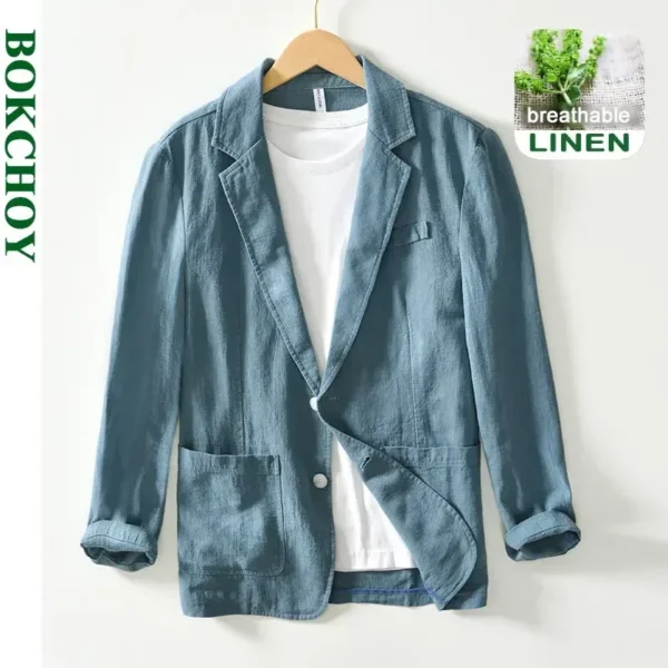 Spring Casual Linen Cotton Safari Blazer Oversize Men's Jacket