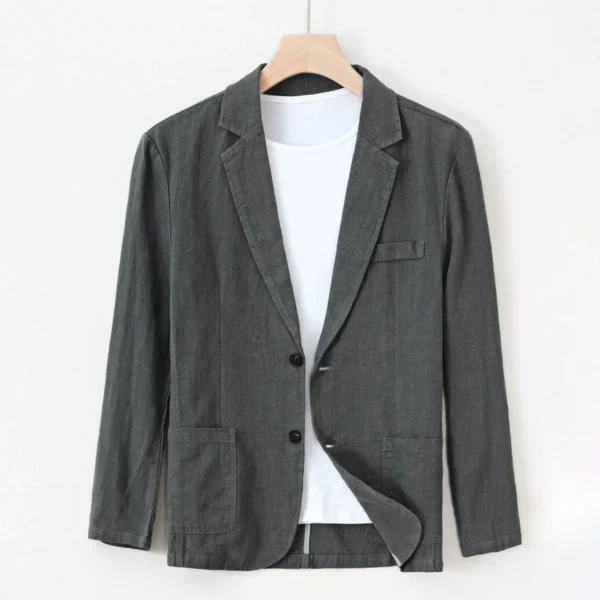 Linen Cotton Men's Blazer Lightweight Breathable Summer Business Suit Jacket