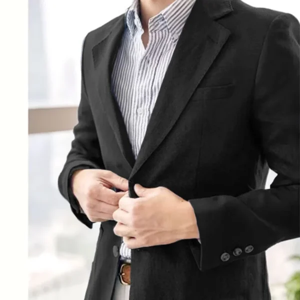 Summer Linen Slim Suit Jacket Men’s Lightweight Breathable Casual Blazer - Image 8