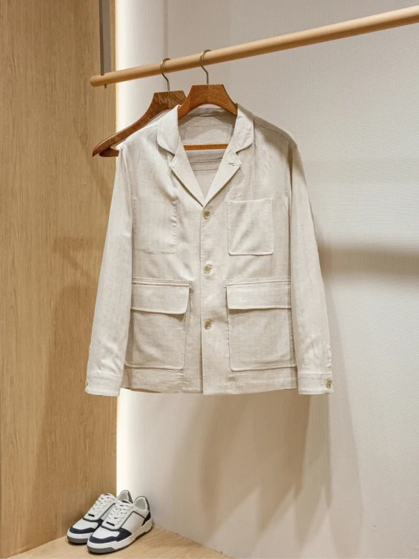 BC Tencel Lyocell Linen Blend Old Money Style Casual Jacket Men - Image 3