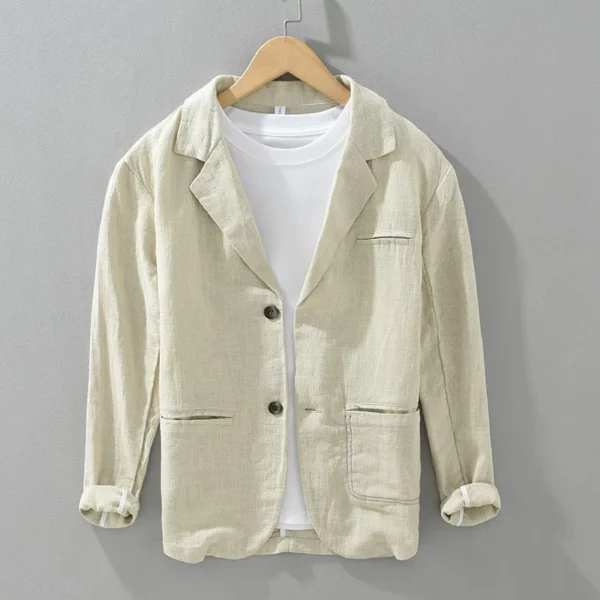 Vintage Japan Style Linen Cotton Blazer Casual Business Thin Coat - Image 9