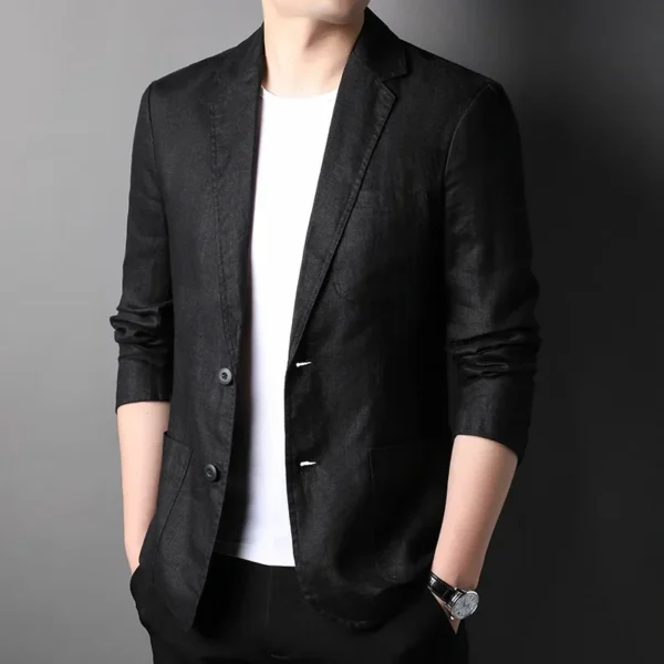 Men's 100% Linen Blazer Thin Spring Summer Fashion Suit Jacket Coat - Image 4