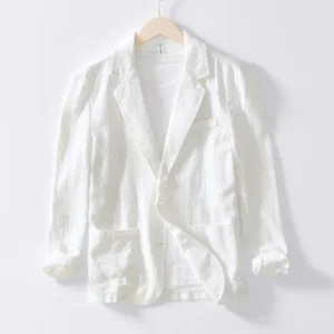 Men’s Cotton Linen Casual Suit Jacket Thin Autumn Travel Wear