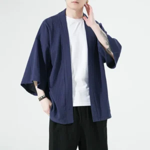 Loose-Fit Cotton Linen Cardigan Shirt Men’s Spring Summer Jacket