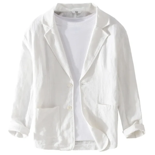 Spring Autumn Men's Linen Blazer Casual Business Thin Suit Jacket - Image 7