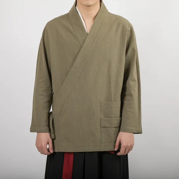 Traditional Cotton Linen Hanfu Jacket For Men’s Casual Cultural Wear