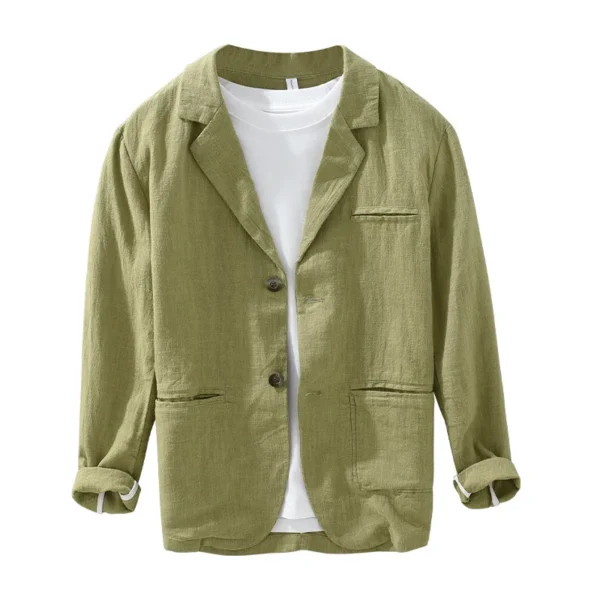 Vintage Japan Style Linen Cotton Blazer Casual Business Thin Coat - Image 8