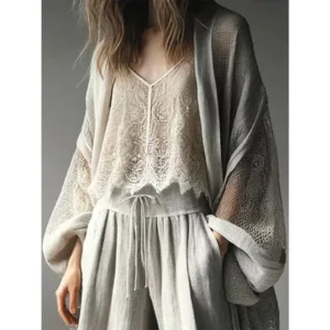 Women's Linen Mesh Cardigan Summer Loose Sun Protection Jacket