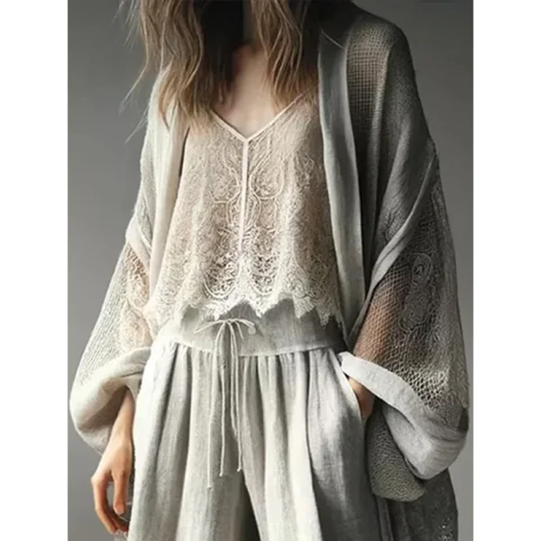 Women's Linen Mesh Cardigan Summer Loose Sun Protection Jacket