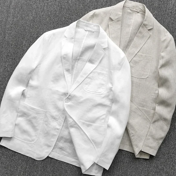 Italian Linen Slim Fit Men's Casual Business Blazer Jacket Summer
