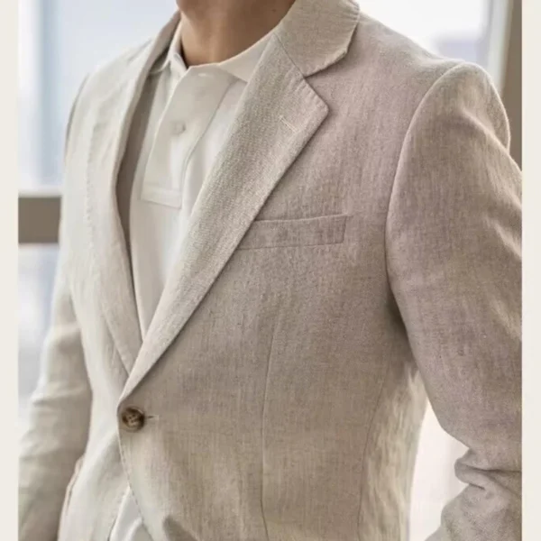Summer Linen Slim Suit Jacket Men’s Lightweight Breathable Casual Blazer - Image 4