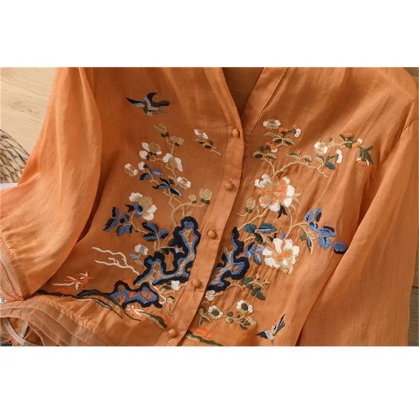 High-Grade Cotton Linen Embroidered Summer Women's Chinese Style Jacket - Image 3