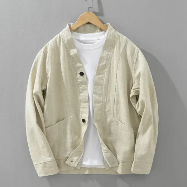 Vintage Men's Cotton Linen Jacket Breathable Spring Summer Coat