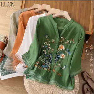 High-Grade Cotton Linen Embroidered Summer Women's Chinese Style Jacket
