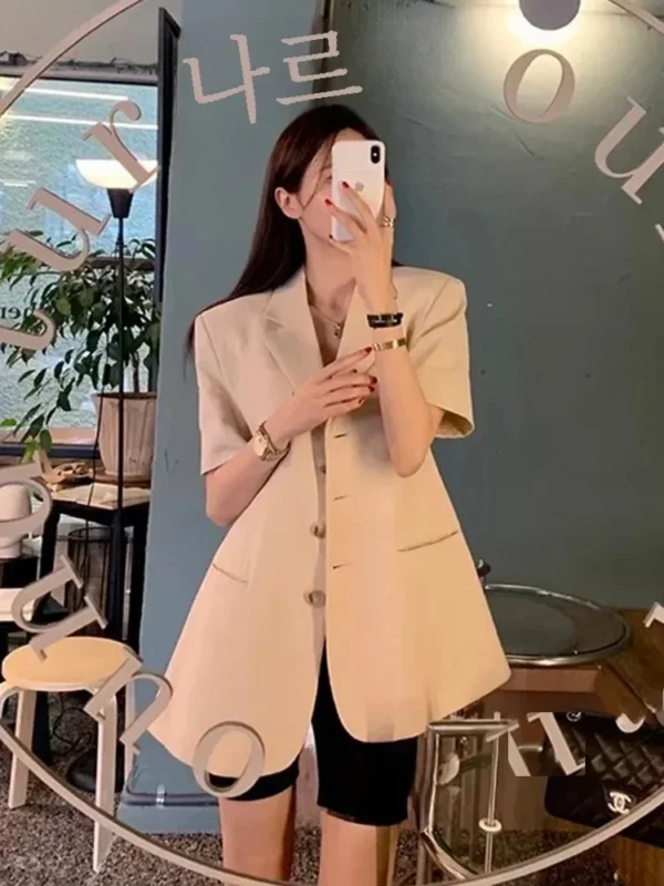 Korean Chic Slim Fit Cotton Linen Jacket Summer Retro Single Breasted - Image 5