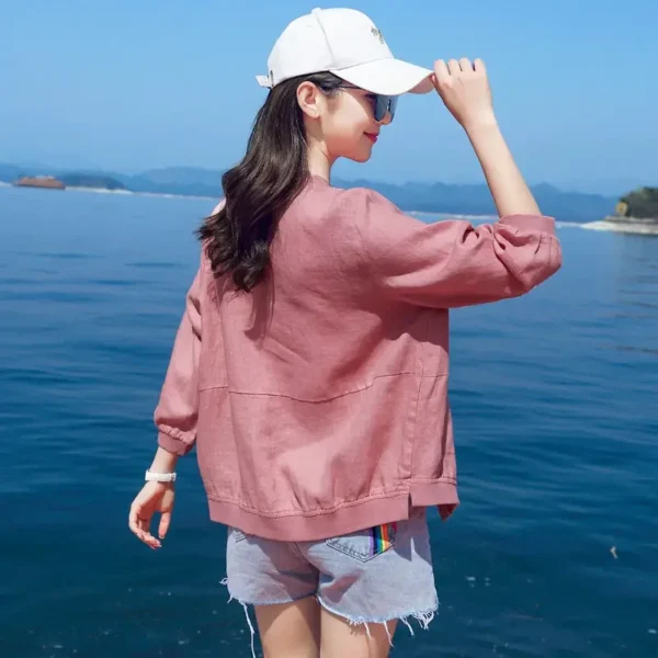 Women's Cotton Linen Thin Breathable Loose Summer Fashion Jacket - Image 4