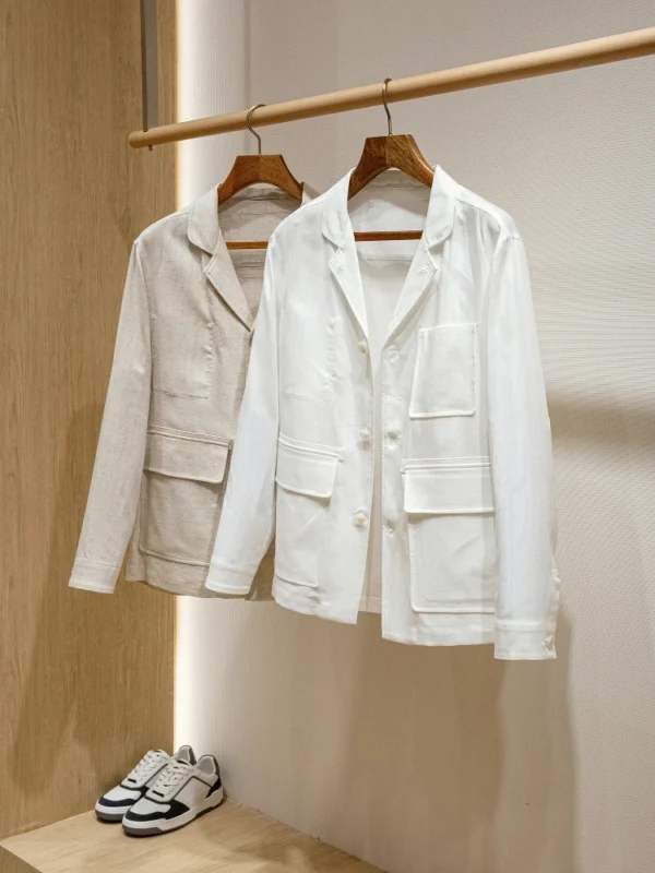 BC Tencel Lyocell Linen Blend Old Money Style Casual Jacket Men
