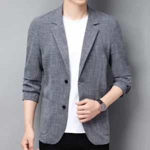 Summer Men's Lightweight Linen Slim Fit Casual Business Suit Jacket