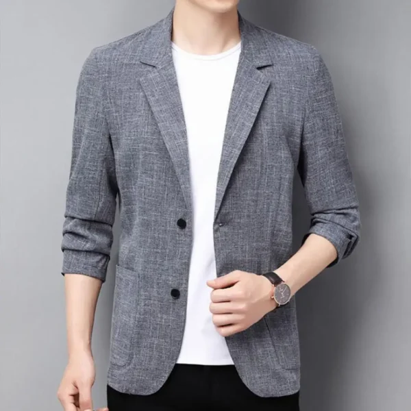 Summer Men's Lightweight Linen Slim Fit Casual Business Suit Jacket