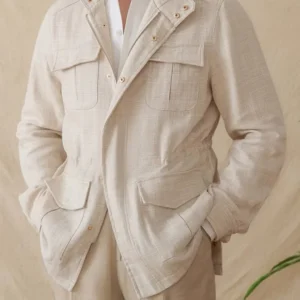 Men's Cotton Linen Jacket Lightweight Retro Spring Summer Coat Casual Outerwear