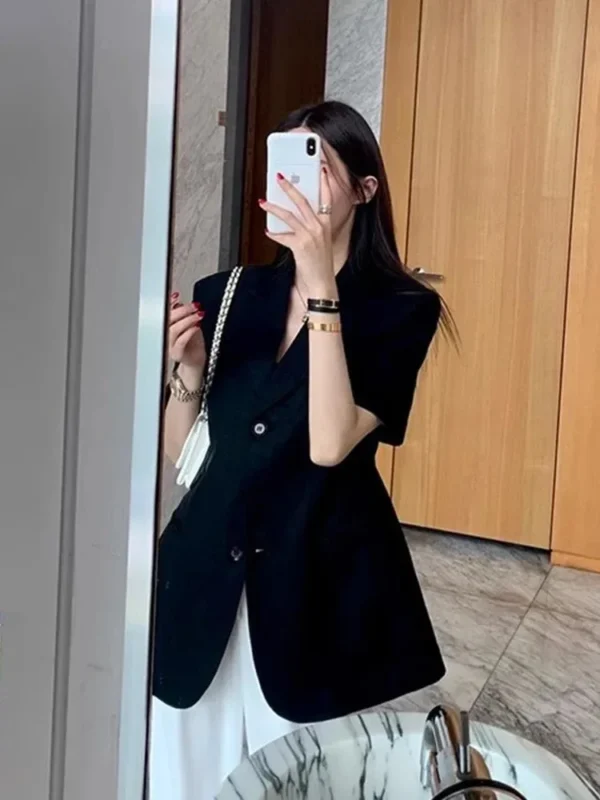 Korean Chic Slim Fit Cotton Linen Jacket Summer Retro Single Breasted - Image 3