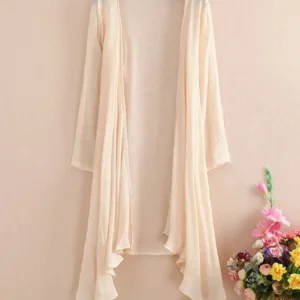 Cotton Linen Oversized Sunscreen Shawl Coat Women Summer Outwear