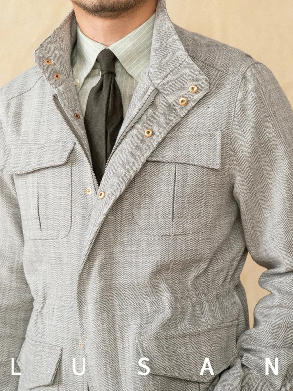 Cotton Linen M65 Jacket Retro Slim Fit Casual Lightweight Outerwear - Image 2