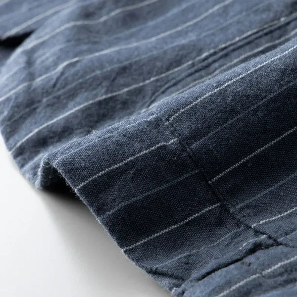 Men's Cotton Linen Striped Casual Blazer Lightweight Loose Fit Jacket - Image 5