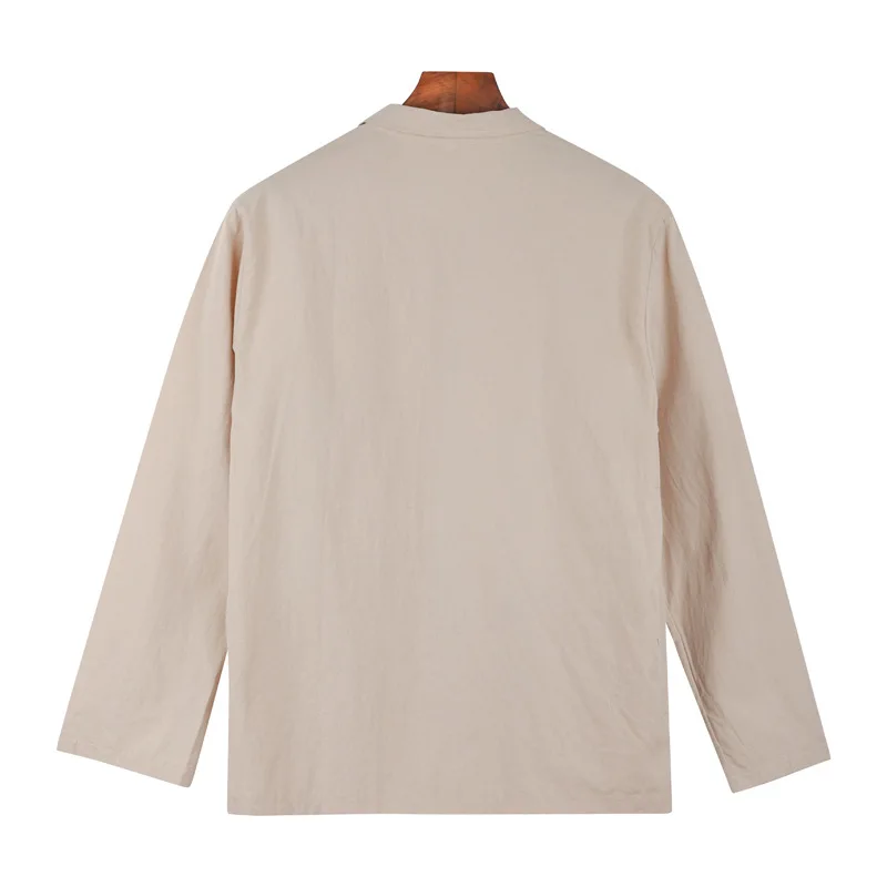 Men's Cotton Linen Thin Summer Jacket Casual Loose Beach Cardigan - Image 8