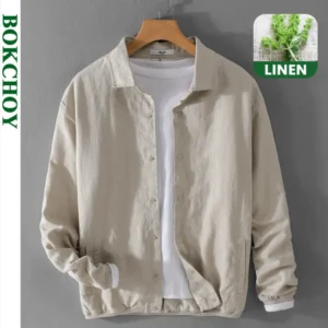 Men's Cotton Linen Casual Jacket Loose Fit Comfortable Spring Autumn