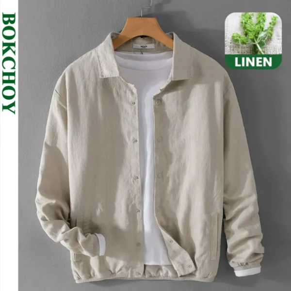 Men's Cotton Linen Casual Jacket Loose Fit Comfortable Spring Autumn