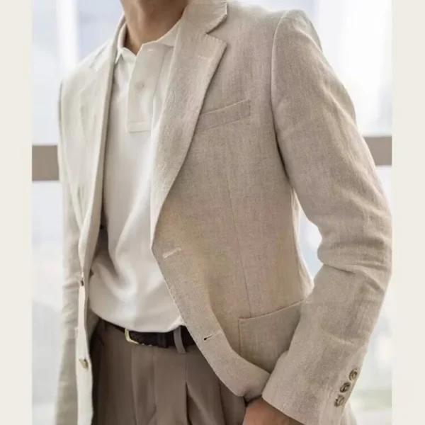 Summer Linen Slim Suit Jacket Men’s Lightweight Breathable Casual Blazer - Image 7