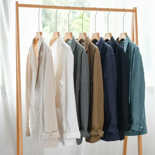 Spring Autumn Men's Linen Blazer Casual Business Thin Suit Jacket - Image 6