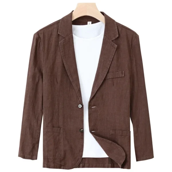 Linen Cotton Men's Blazer Lightweight Breathable Summer Business Suit Jacket - Image 5