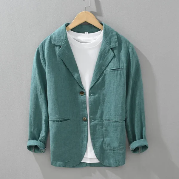 Vintage Japan Style Linen Cotton Blazer Casual Business Thin Coat - Image 6